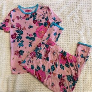 Betsy Johnson pink floral pajama set. Size 14